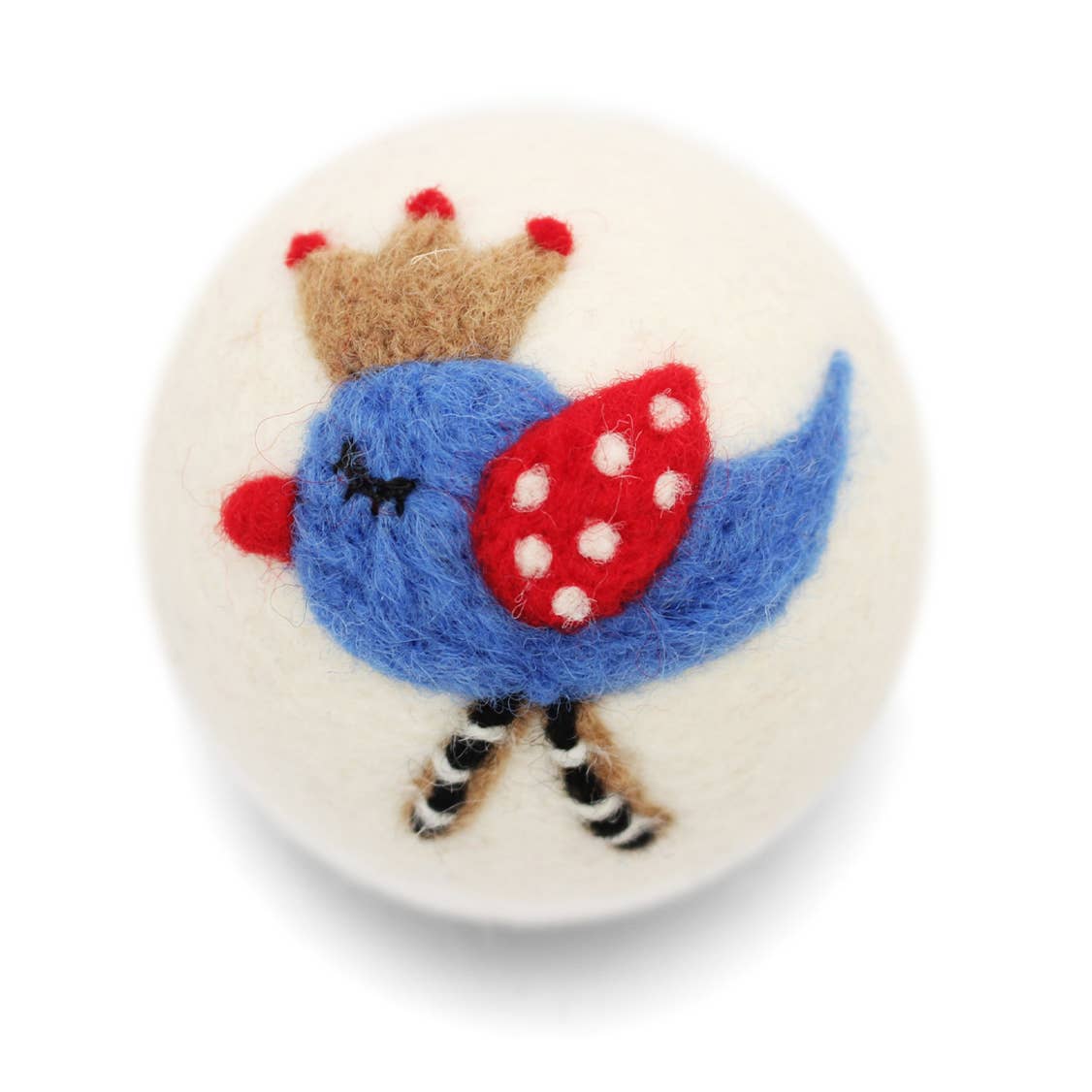 Birds: Eco Wool Dryer Balls Fair Trade: White Bird (Blue Ball)