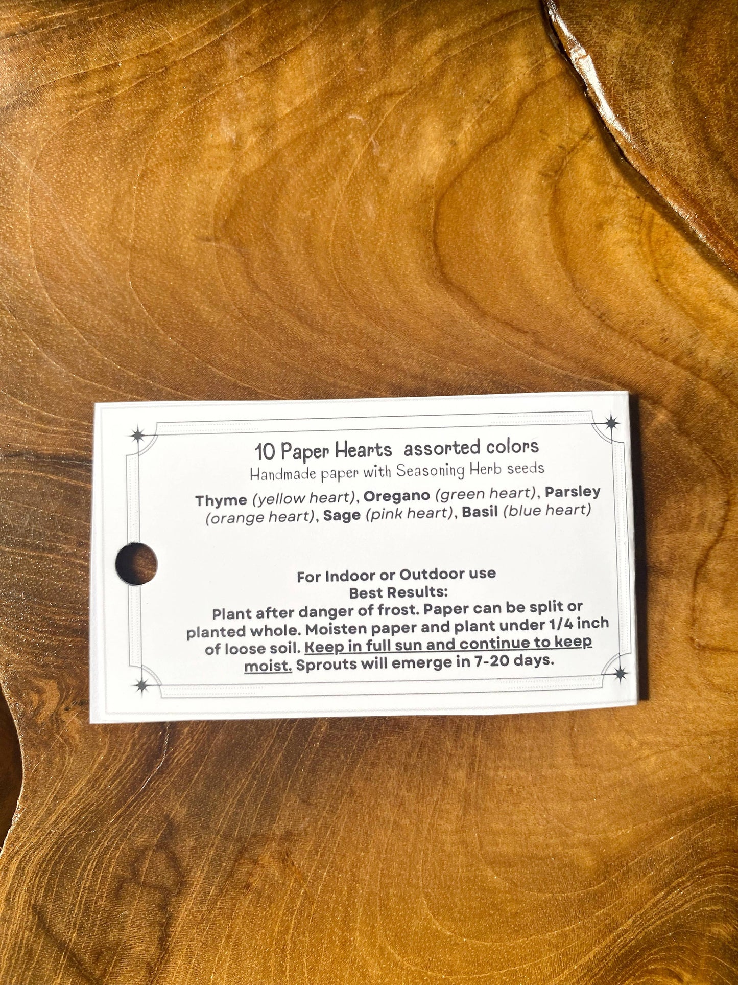 Seasoning Herbs Seed Paper Heart Jars set of 10 hearts