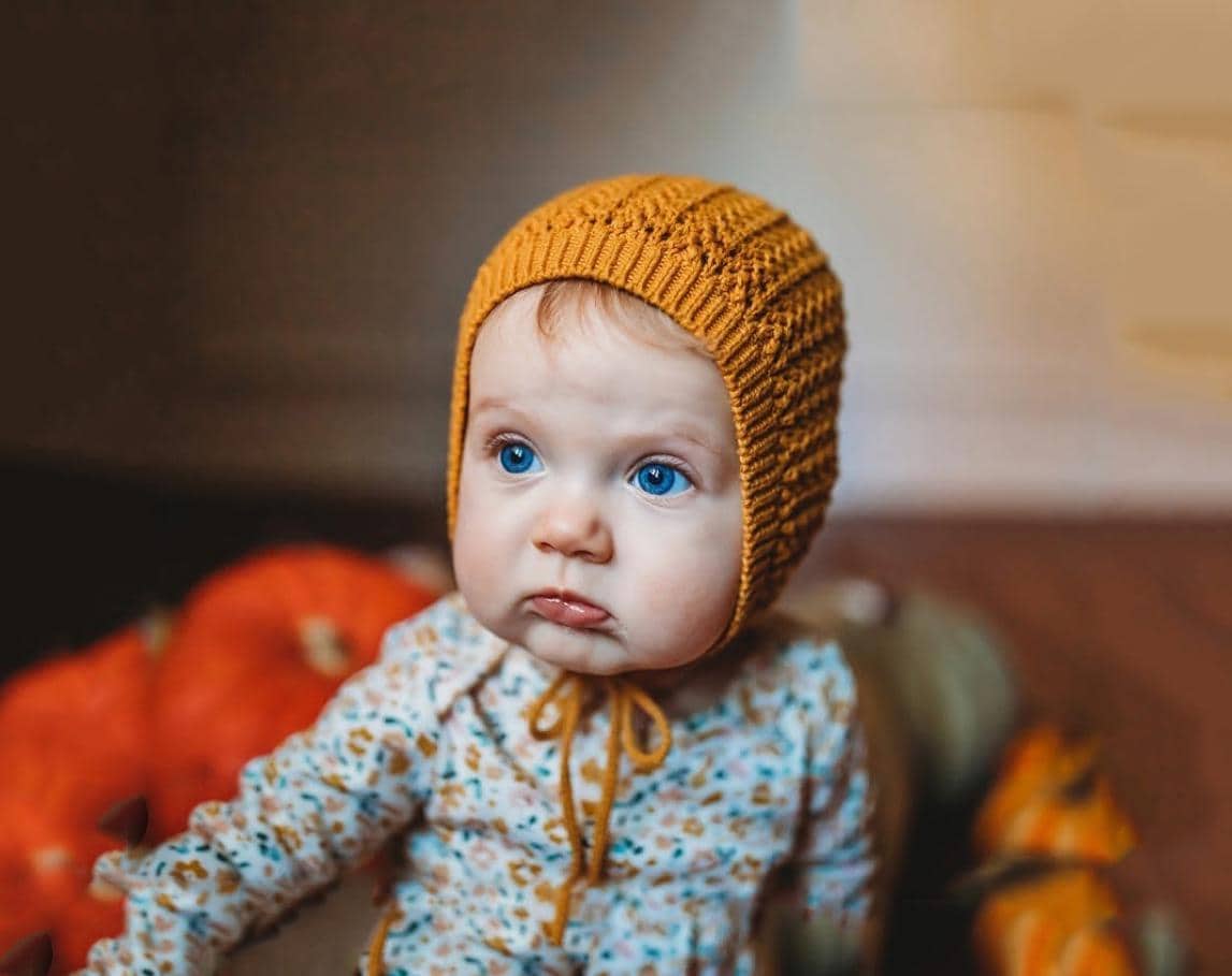 3-6m Baby Knit Bonnet Cotton Gender Neutral Hat | Jordan: Cream