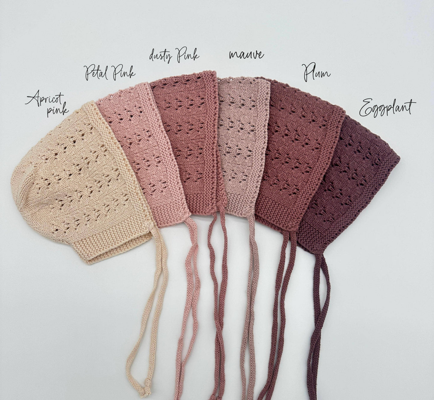 0-3m Baby Knit Bonnet Cotton lace Hat| Jamie: Oatmeal