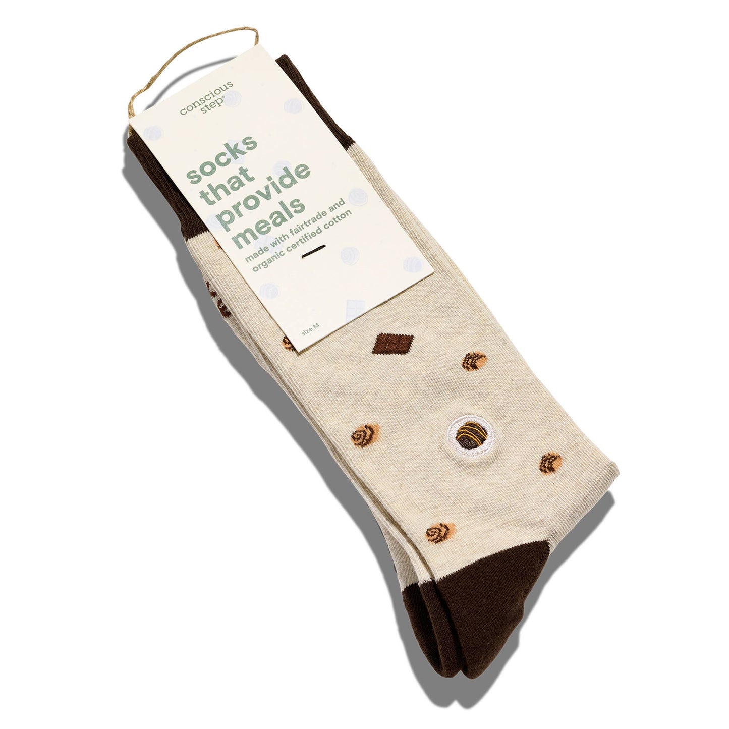 Socks that Provide Meals (Beige Chocolates): Medium
