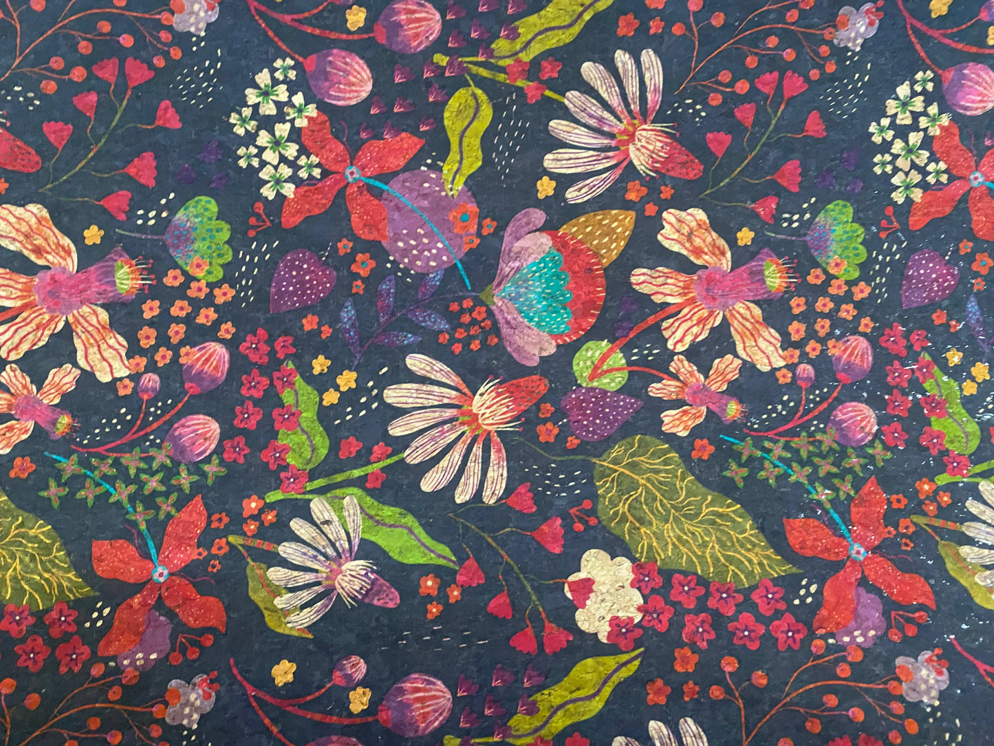 Cork Bifold Wallet / Card Holder - Nature prints: Spring blooms