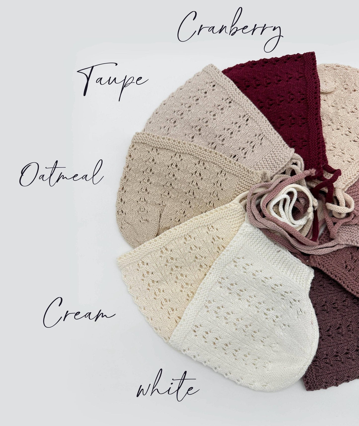 0-3m Baby Knit Bonnet Cotton lace Hat| Jamie: Eggplant