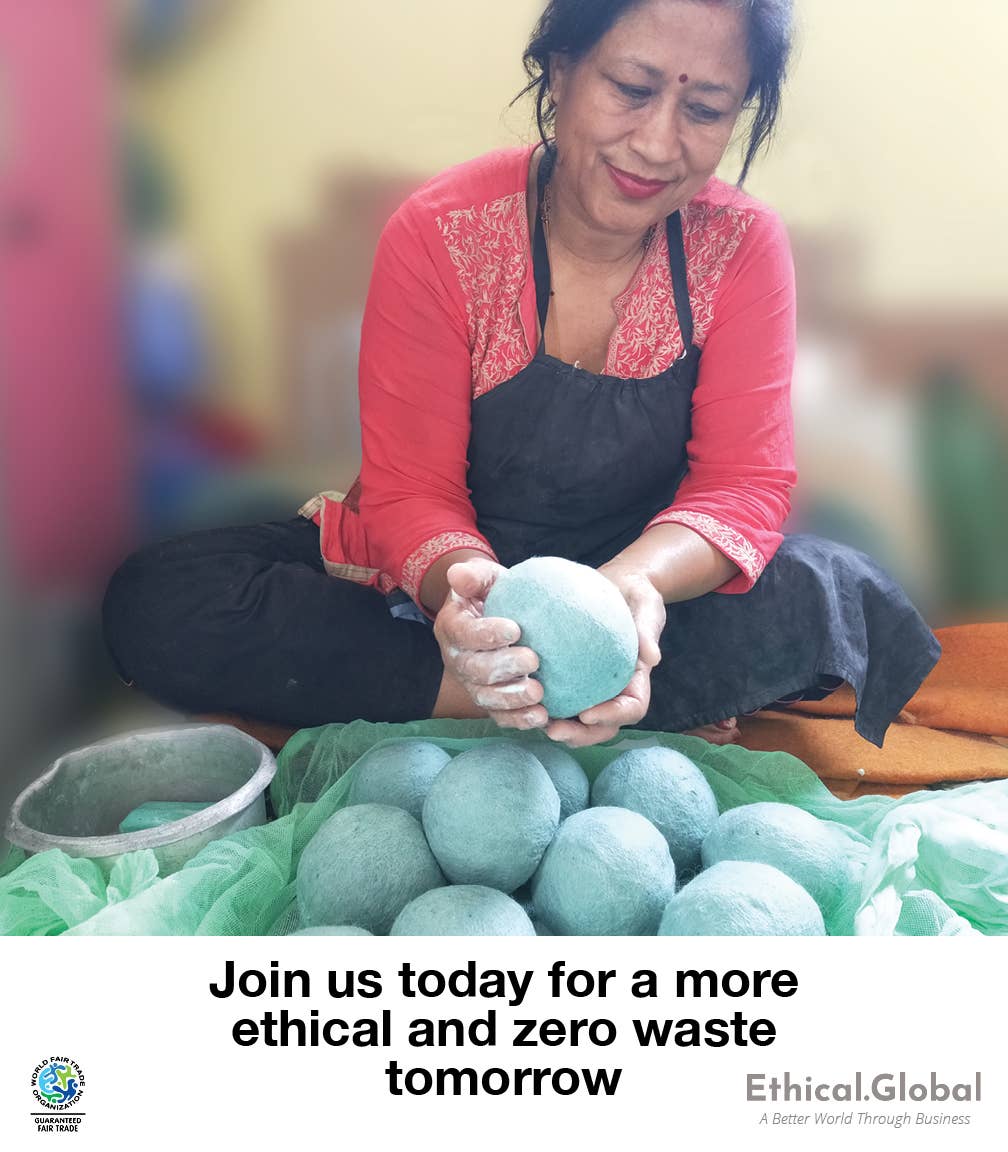 Mushrooms: Eco Wool Dryer Balls Fair-Trade: Two Mushrooms