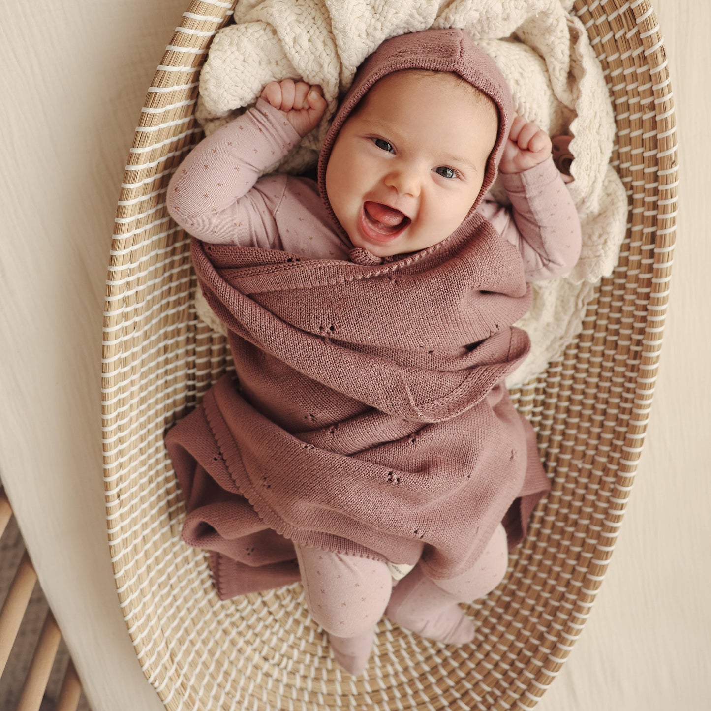 100% Organic Cotton Pointelle Swaddle Receiving Baby Blanket: Oatmeal