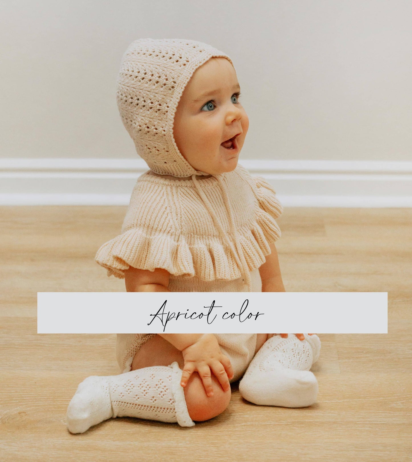 0-3m Baby Knit Bonnet Cotton lace Hat| Jamie: DustyPink