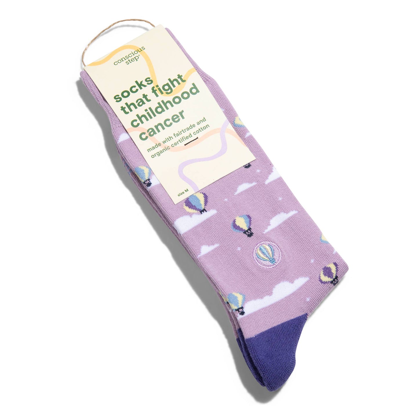 Socks that Fight Childhood Cancer (Purple Hot Air Balloons): Medium