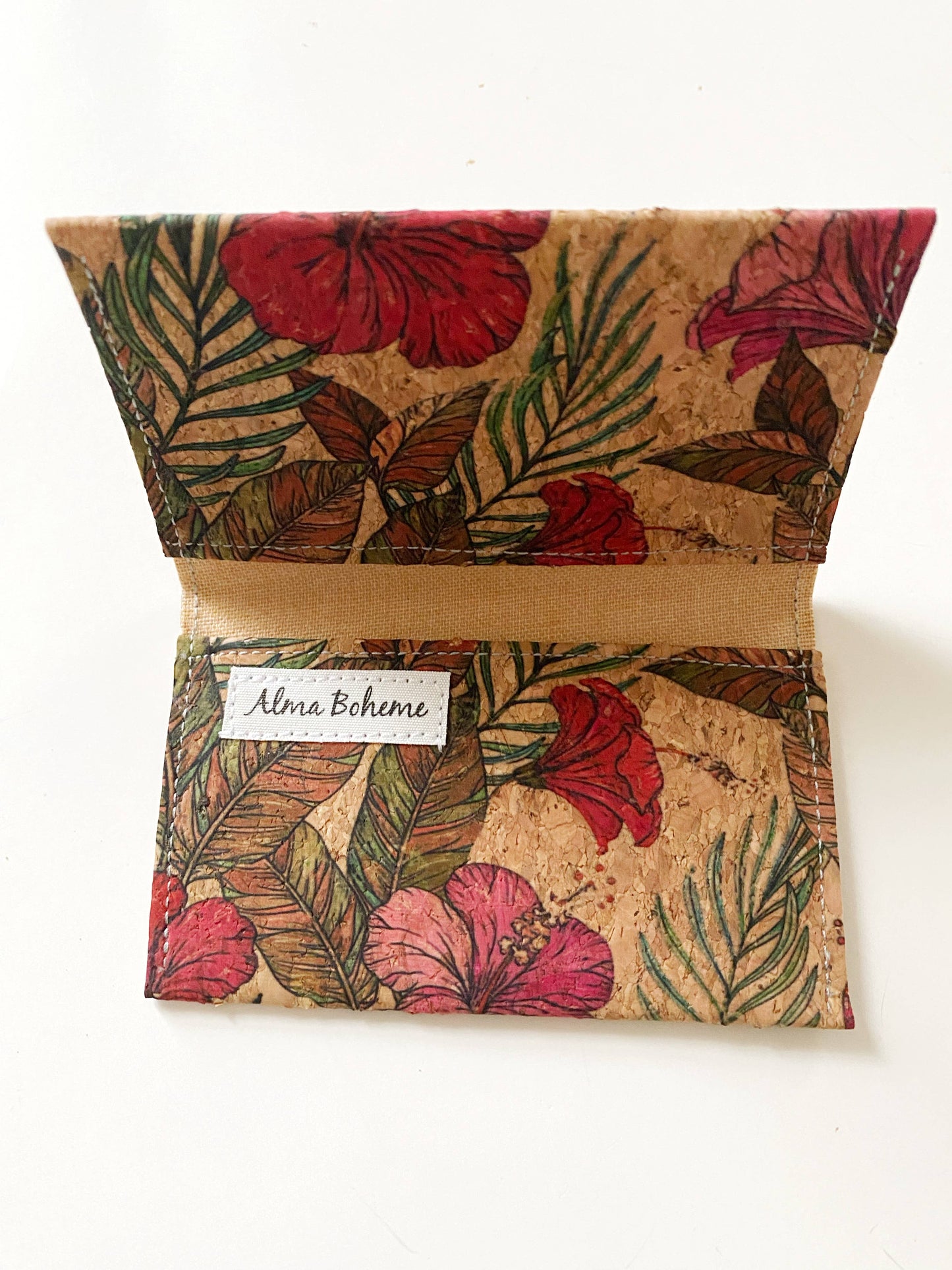 Cork Bifold Wallet / Card Holder - Nature prints: Spring blooms