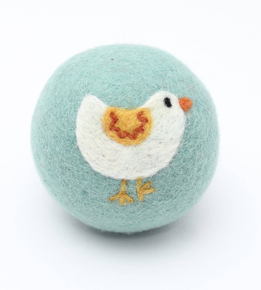 Birds: Eco Wool Dryer Balls Fair Trade: White Bird (Blue Ball)