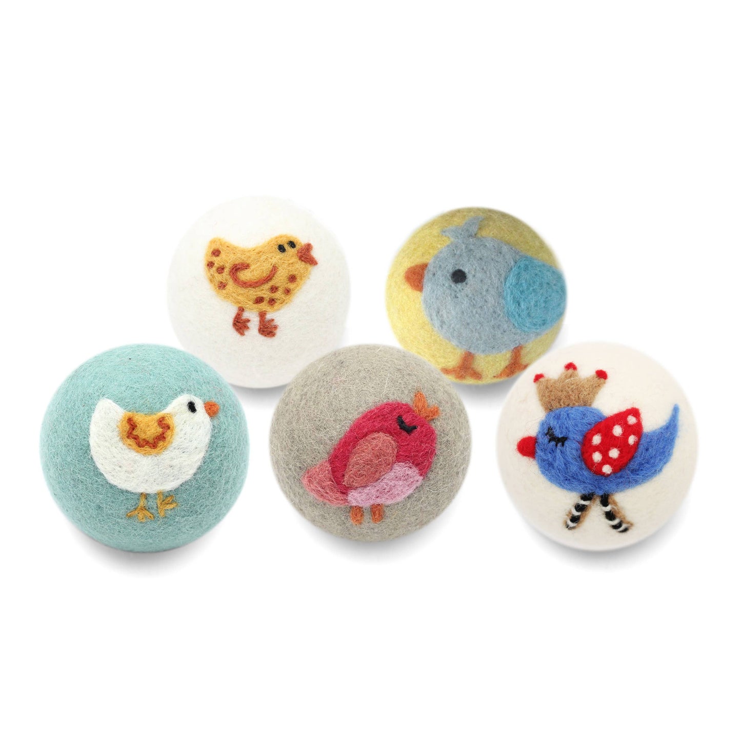 Birds: Eco Wool Dryer Balls Fair Trade: White Bird (Blue Ball)