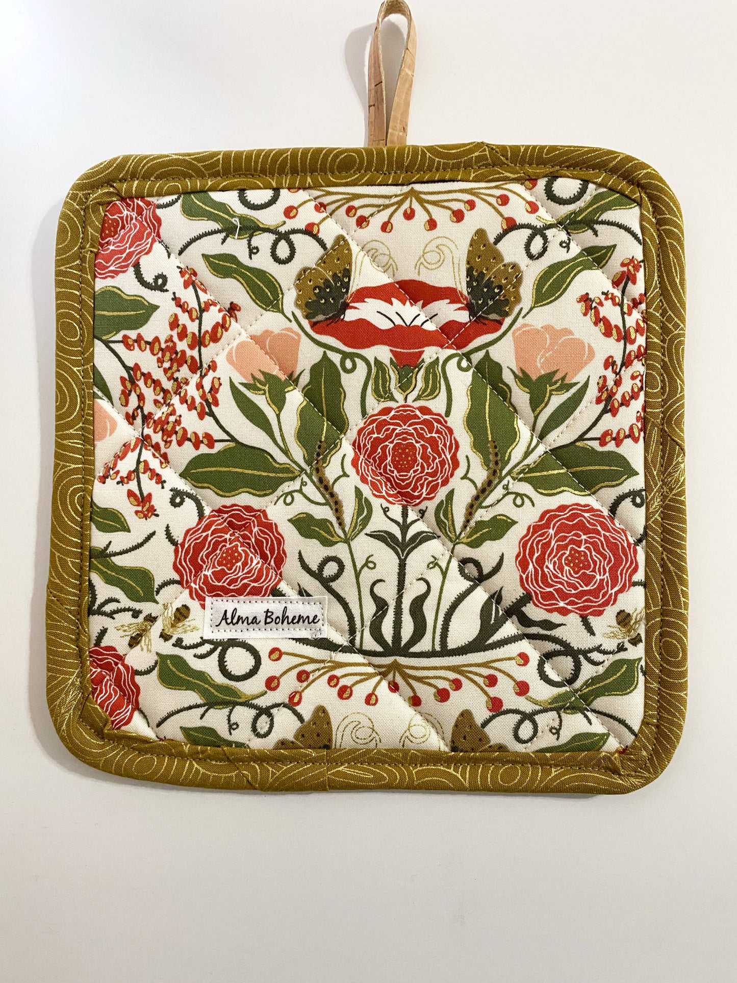 Cork & Cotton Sustainable Pot Holder with Pocket: Meadowmere