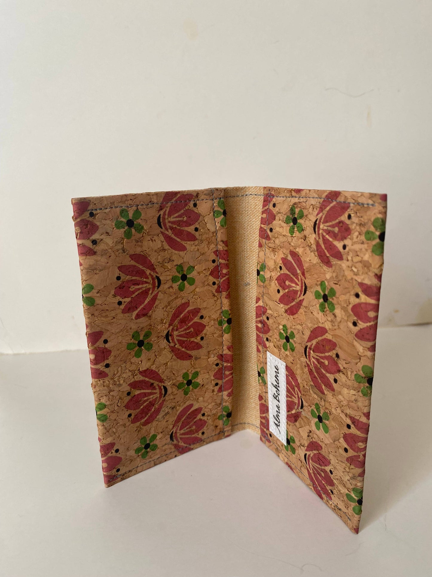 Cork Bifold Wallet / Card Holder - Nature prints: Spring blooms