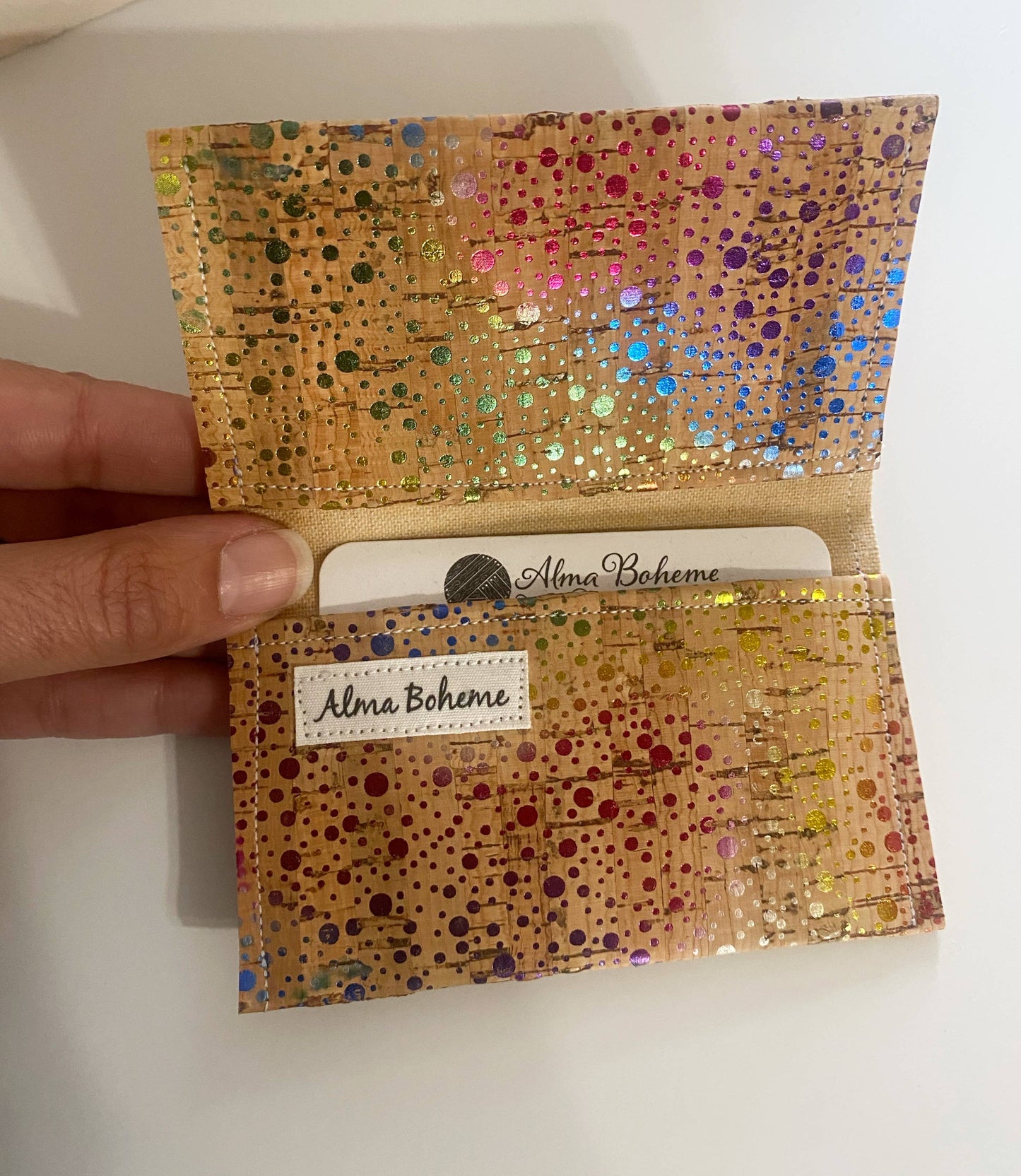 Cork Bifold Wallet / Card Holder - Nature prints: Peonies