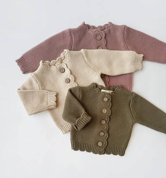 Sophia Dressy Cardigan: Olive / 6-12m