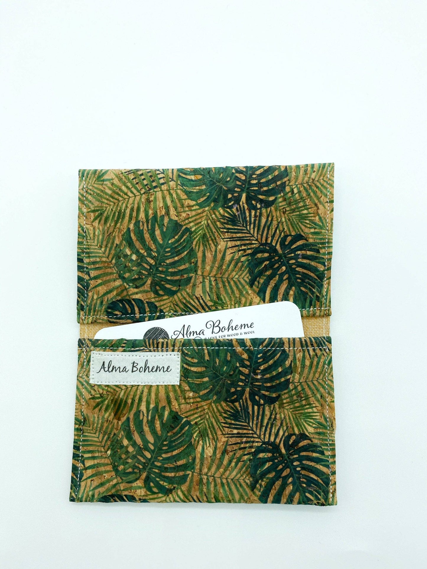 Cork Bifold Wallet / Card Holder - Nature prints: Orchids