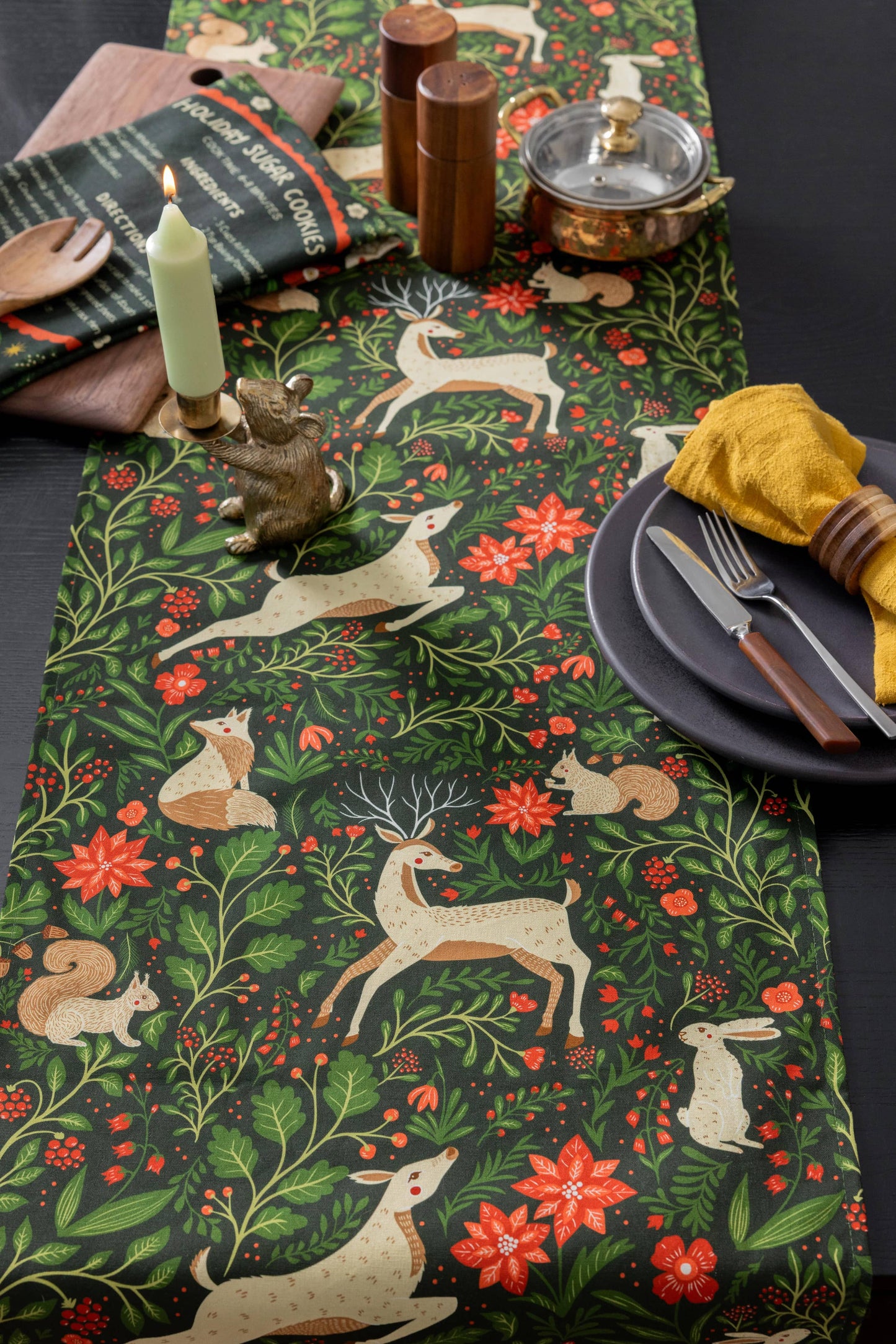 Christmas Forest Table Runner – Woodland Holiday, Evergreen