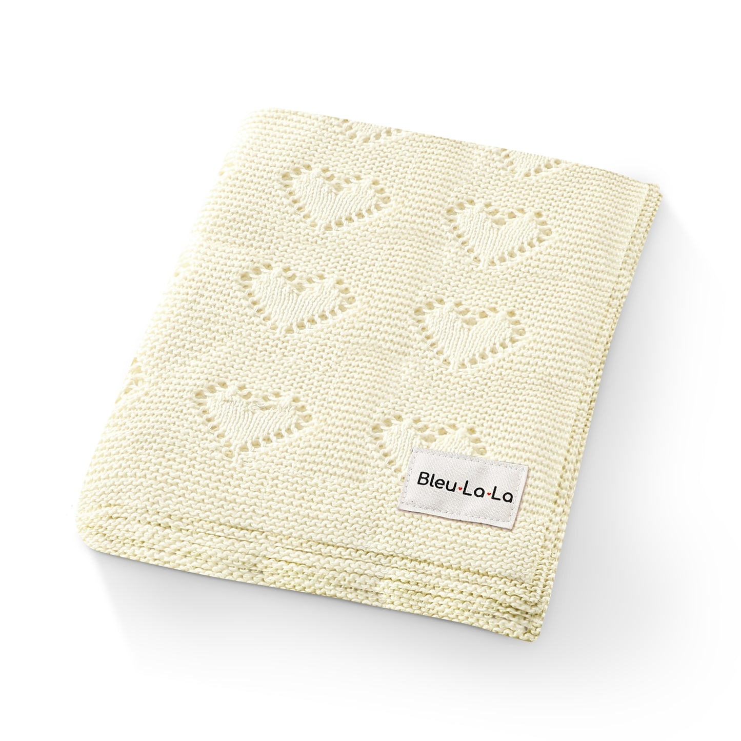 Cream Heart 100% Luxury Cotton Baby Blanket