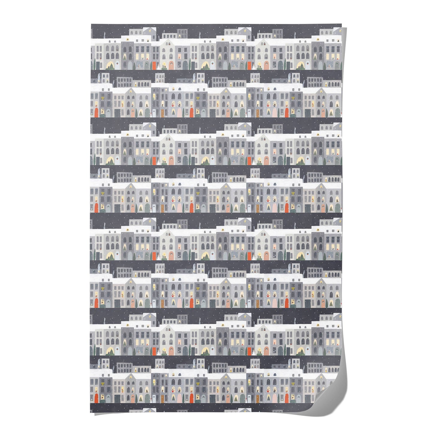 City Snow holiday wrapping paper: Rolls of 3 sheets