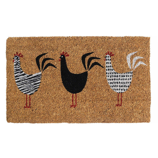 Roosters Handwoven Coconut Fiber Doormat