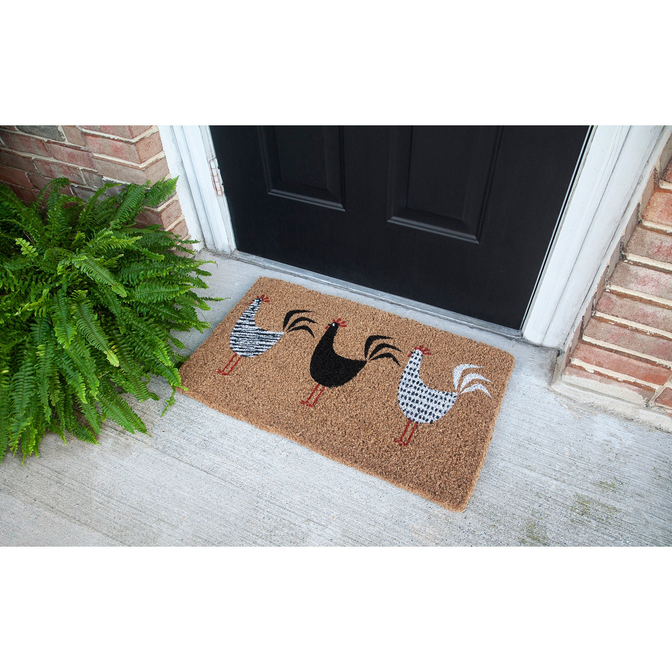 Roosters Handwoven Coconut Fiber Doormat