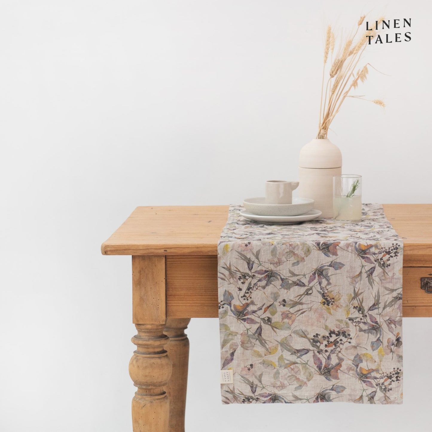 Meadow on Natural Linen Table Runner - Linen Tales