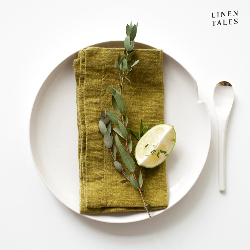 MOSS GREEN Linen Napkin Set: 2, 4, 6, 8, 10, 12 Napkins. Olive