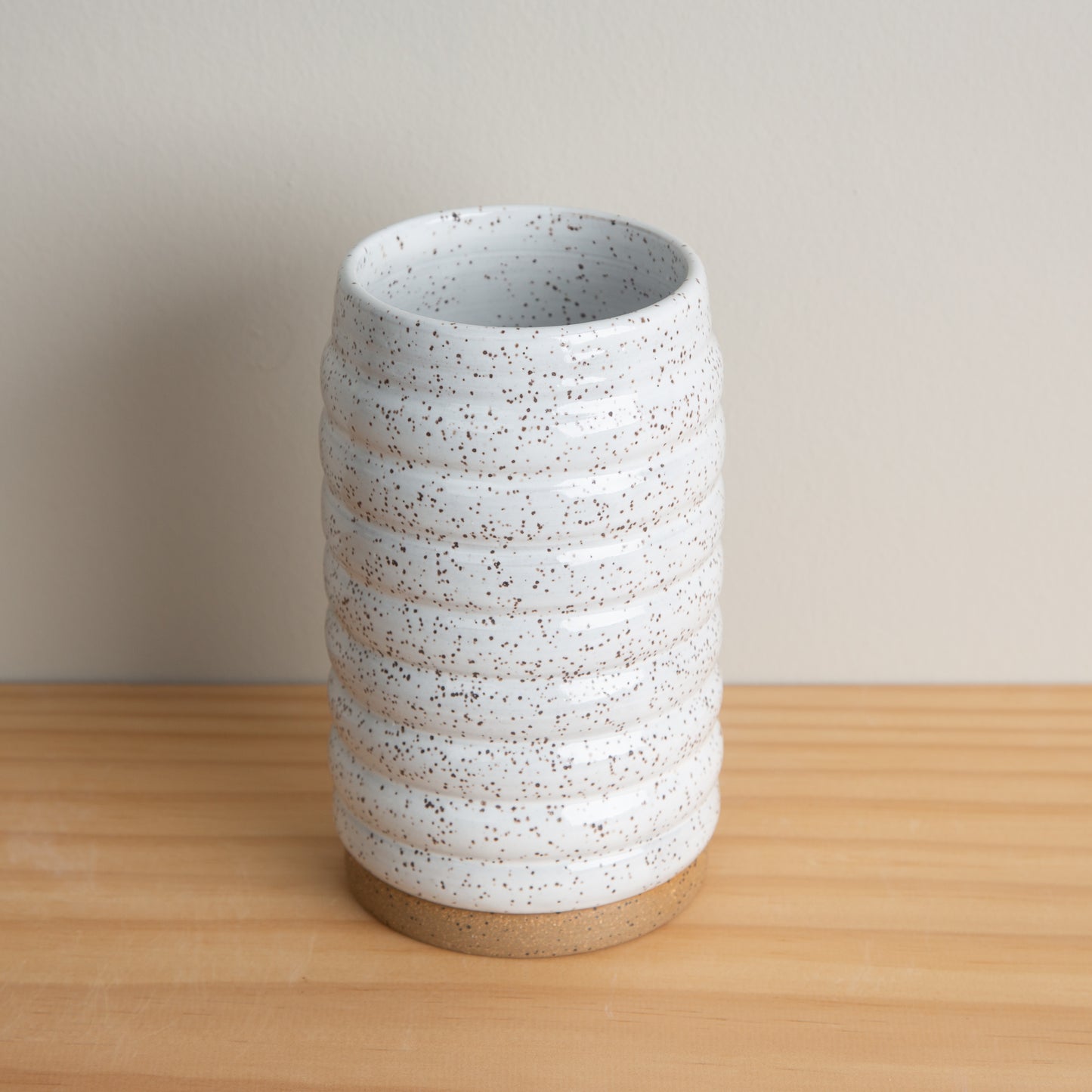 Handmade Textured Ceramic Vase in Speckled White