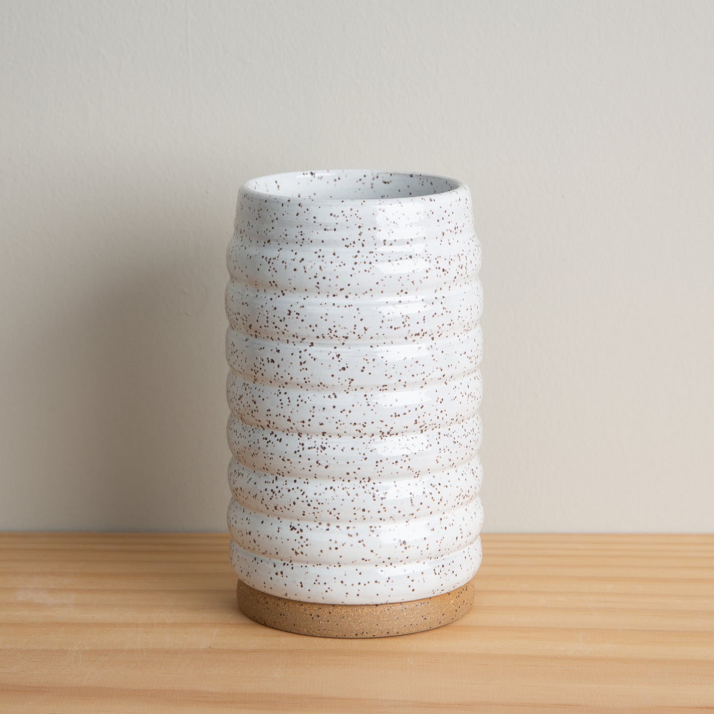 Handmade Textured Ceramic Vase in Speckled White