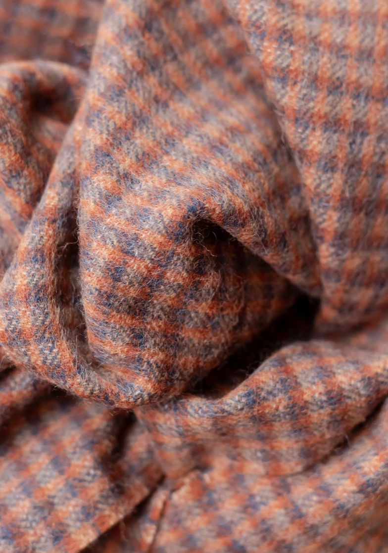 Lambswool Scarf in Coffee Textured Check