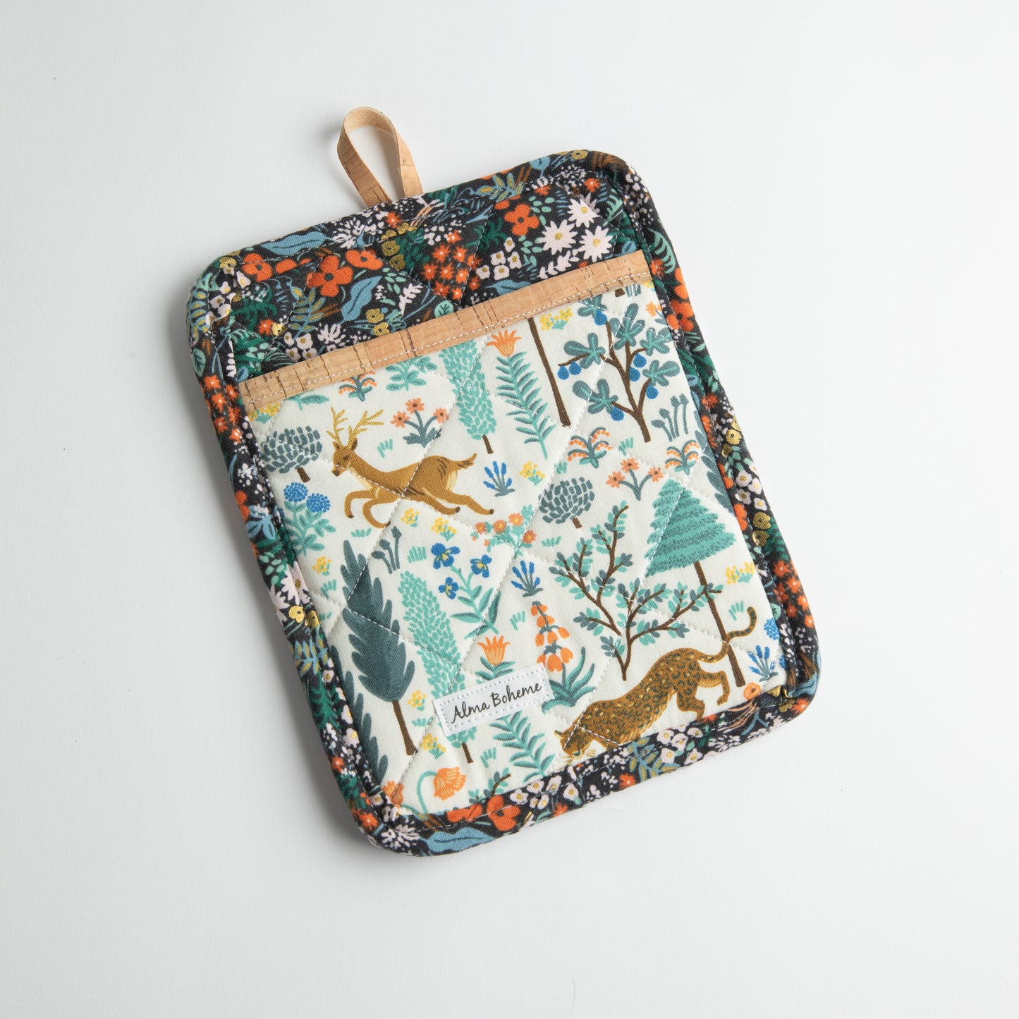 Alma Boheme Handmade Cork & Cotton Potholder with Pocket