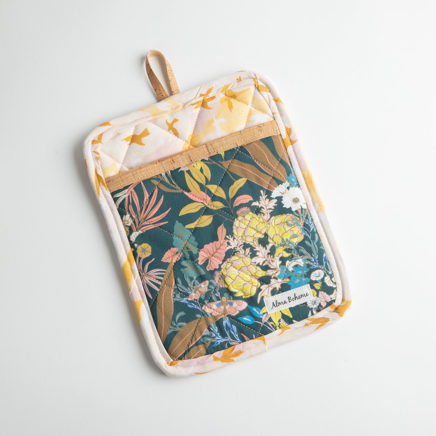 Alma Boheme Handmade Cork & Cotton Potholder with Pocket