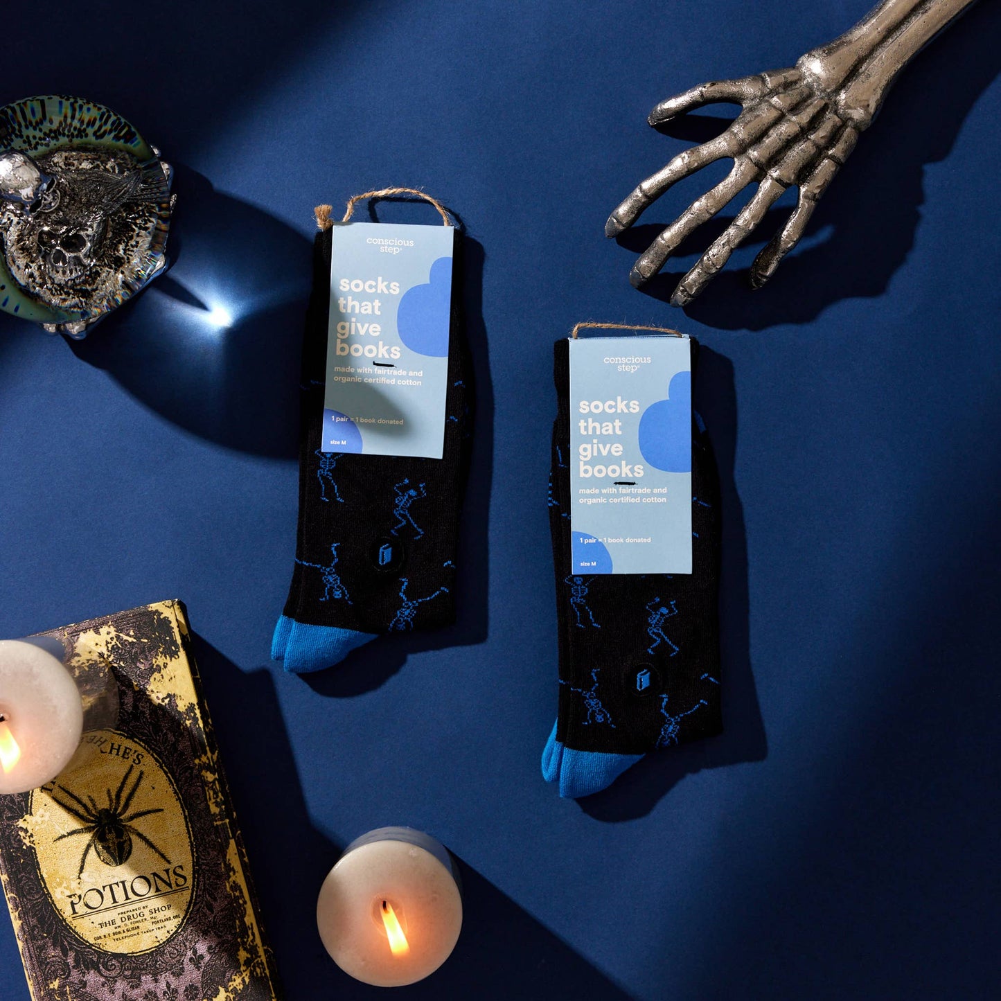 Socks that Give Books  (Black Skeletons): Medium