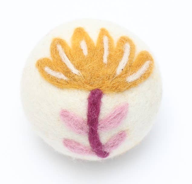Fair Trade Yellow Flower Eco Wool Dryer Ball