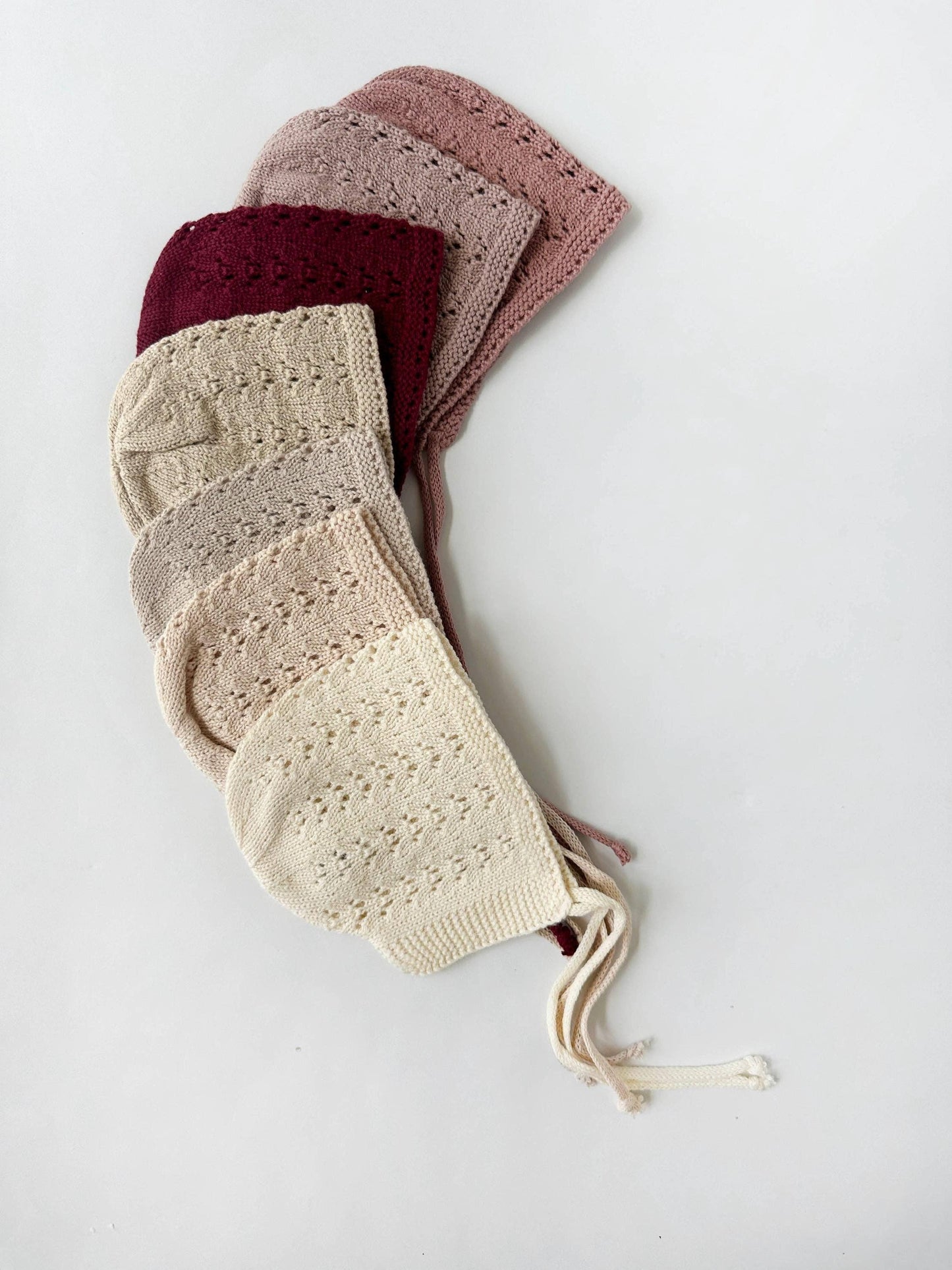 0-3m Baby Knit Bonnet Cotton lace Hat| Jamie: DustyPink