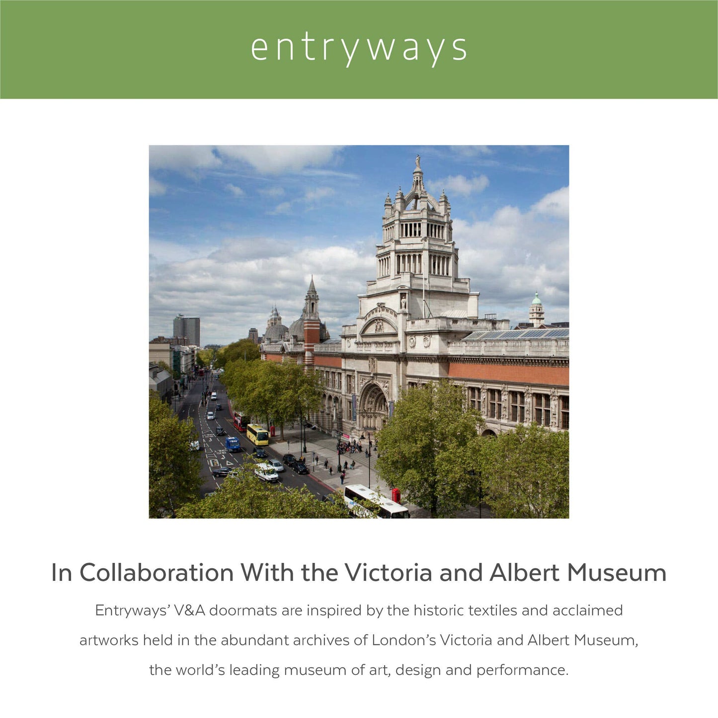 Victoria and Albert Museum Swan and Iris Coir Doormat: 24x36