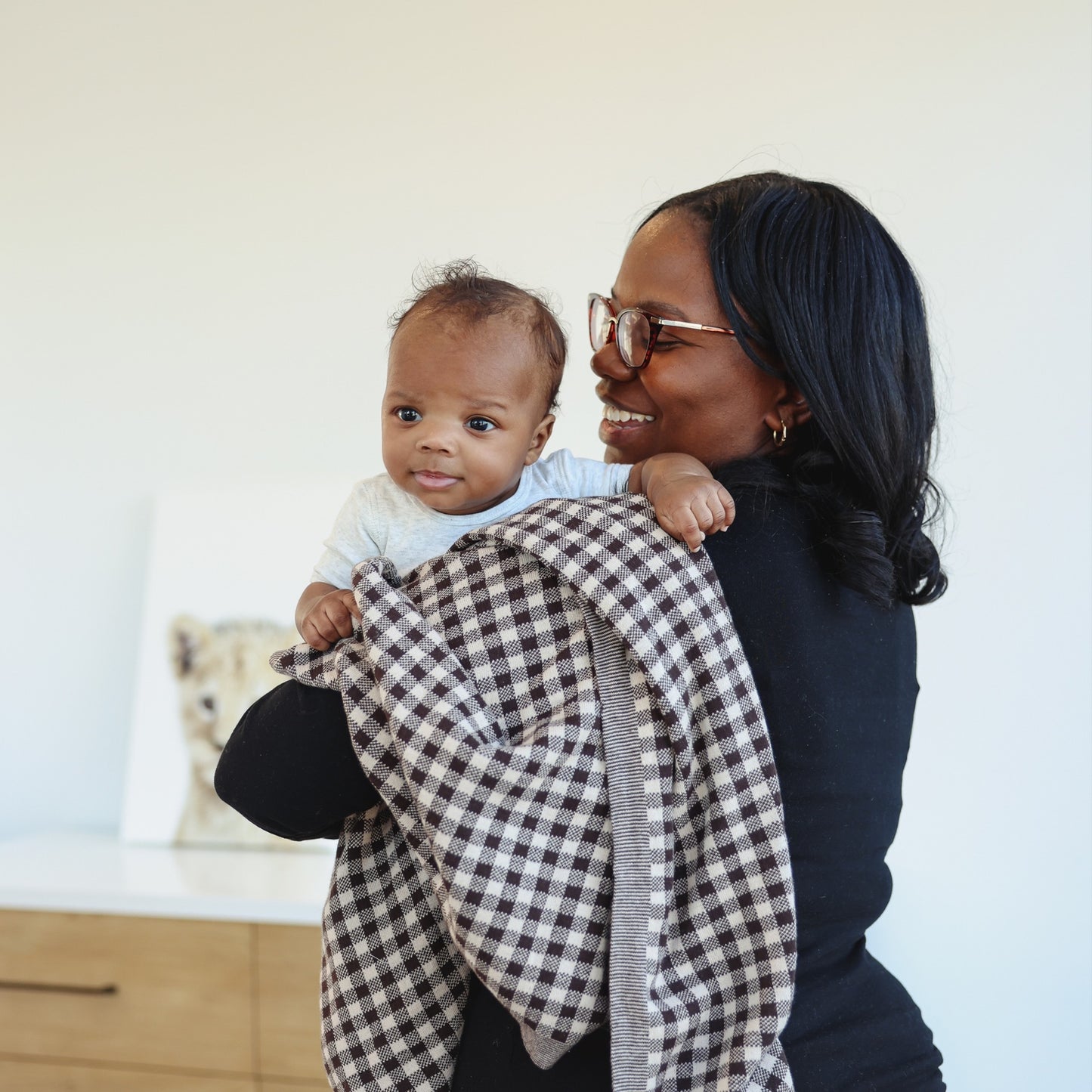 Plaid Mocha 100% Luxury Cotton Baby Blanket