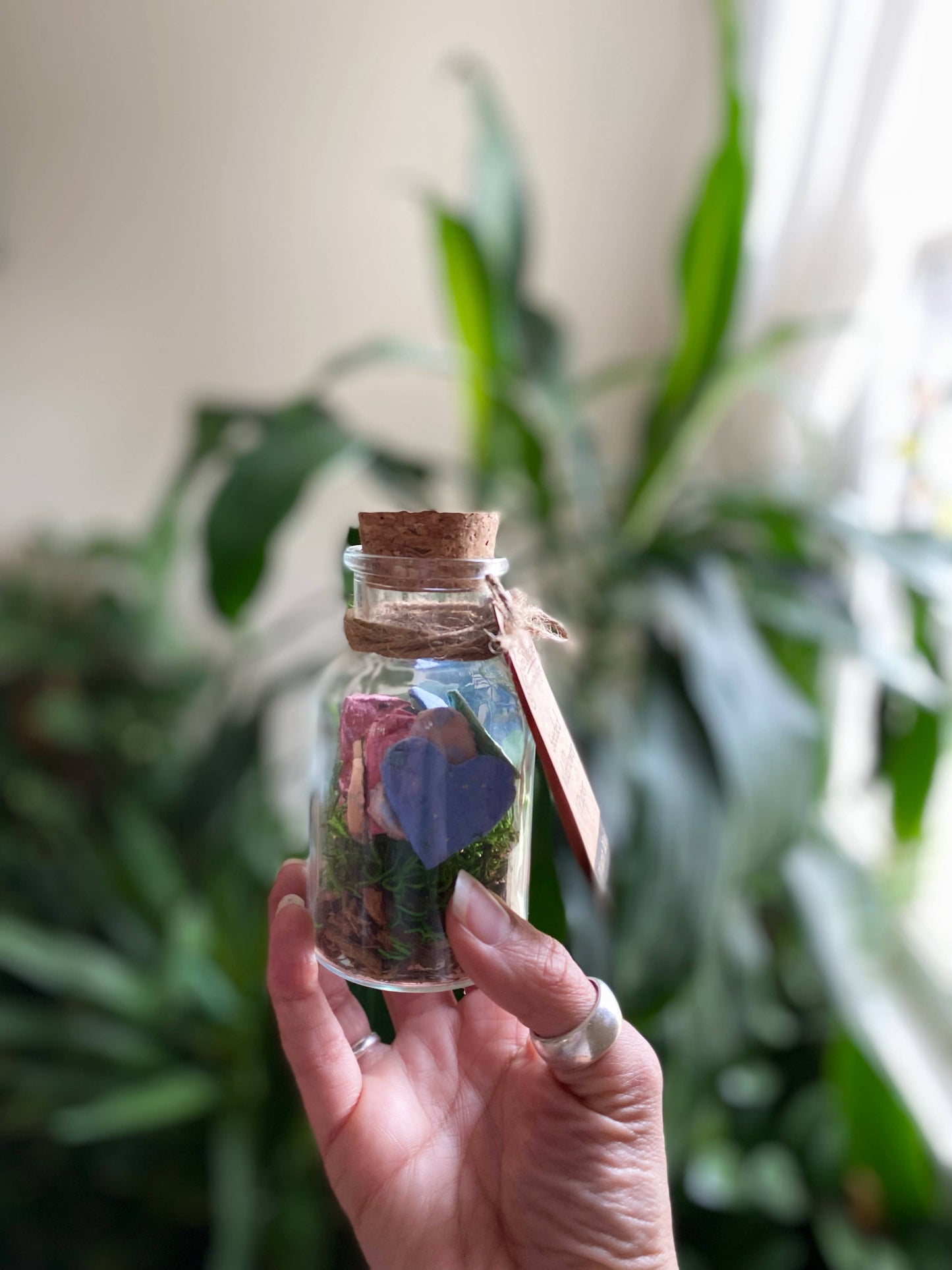 Wildflower Seed Paper Hearts in glass jar with cork lid