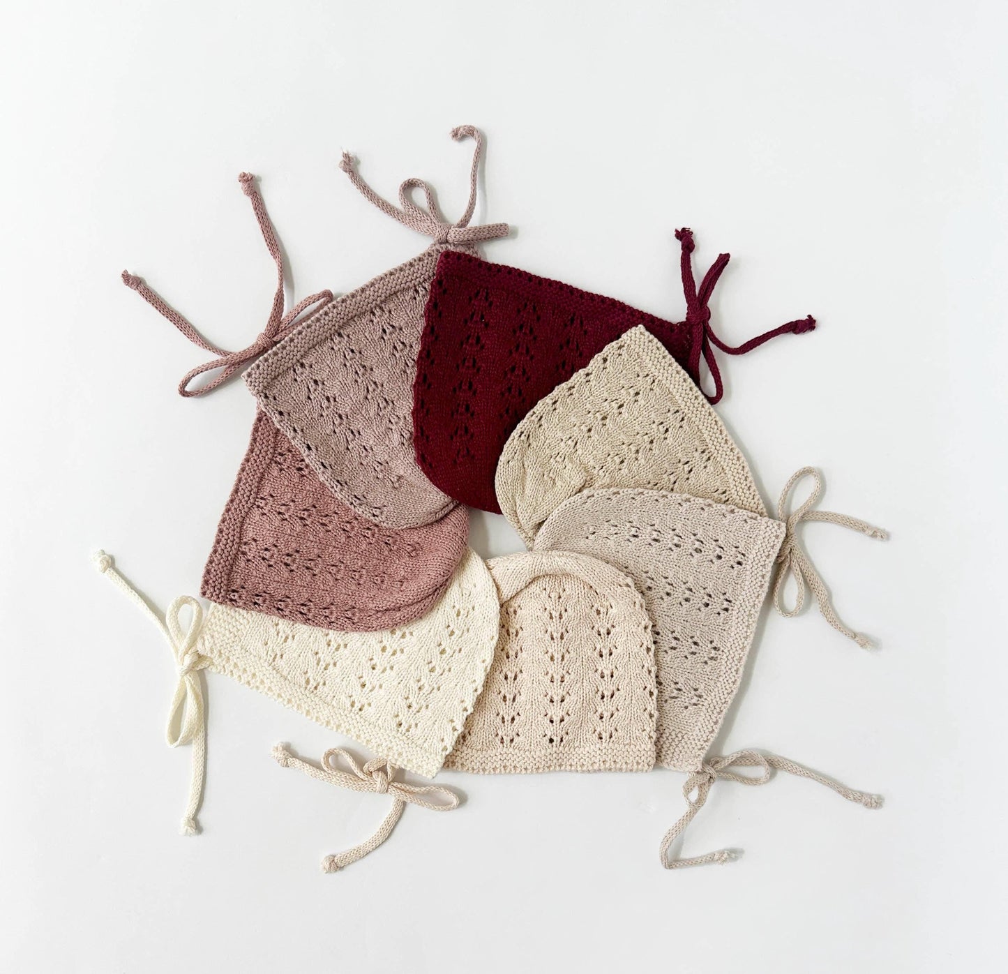 0-3m Baby Knit Bonnet Cotton lace Hat| Jamie: Oatmeal