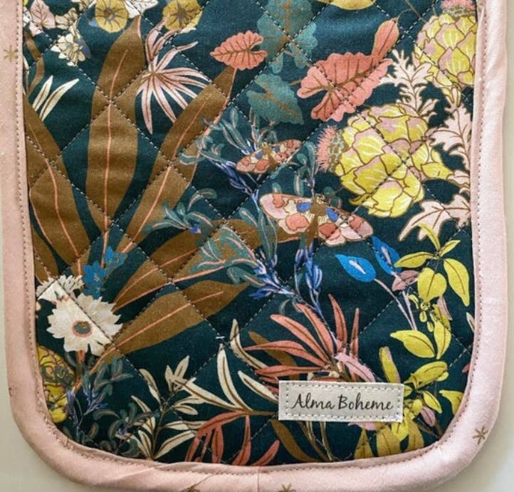Cork and Cotton Oven Mitt: Vintage botanicals