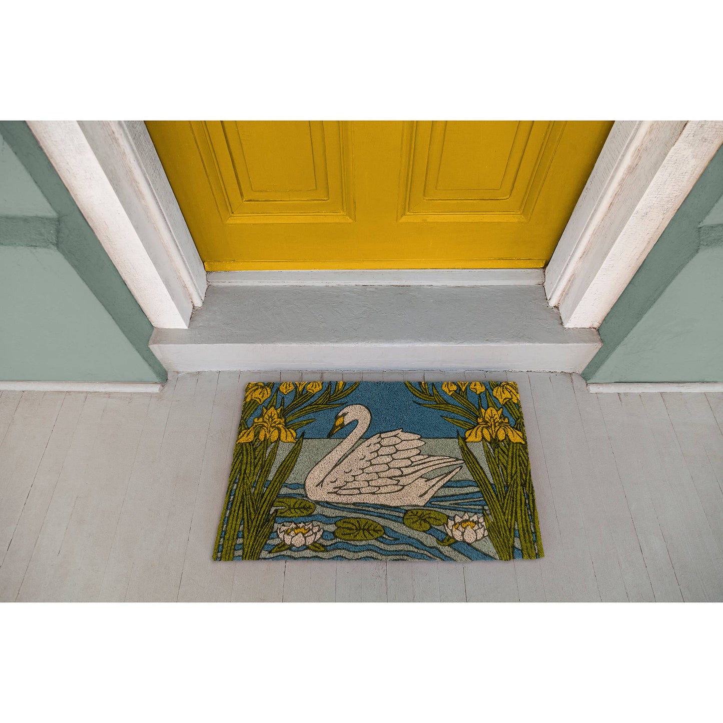 Victoria and Albert Museum Swan and Iris Coir Doormat: 24x36