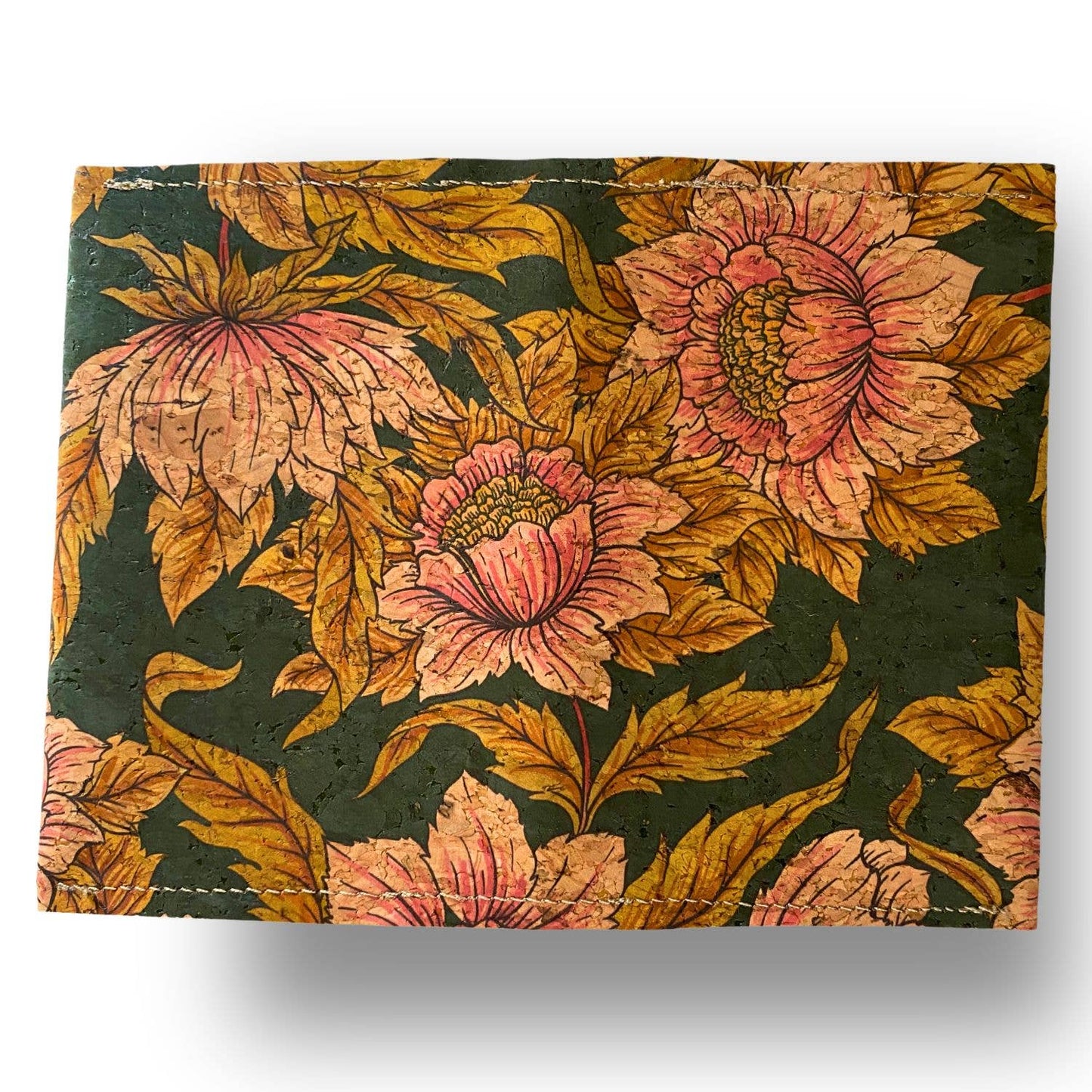 Cork Bifold Wallet / Card Holder - Nature prints: Peonies