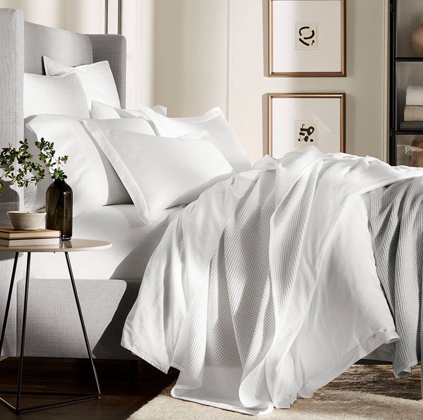 Organic Percale Hemmed Sheet Set: White / Queen