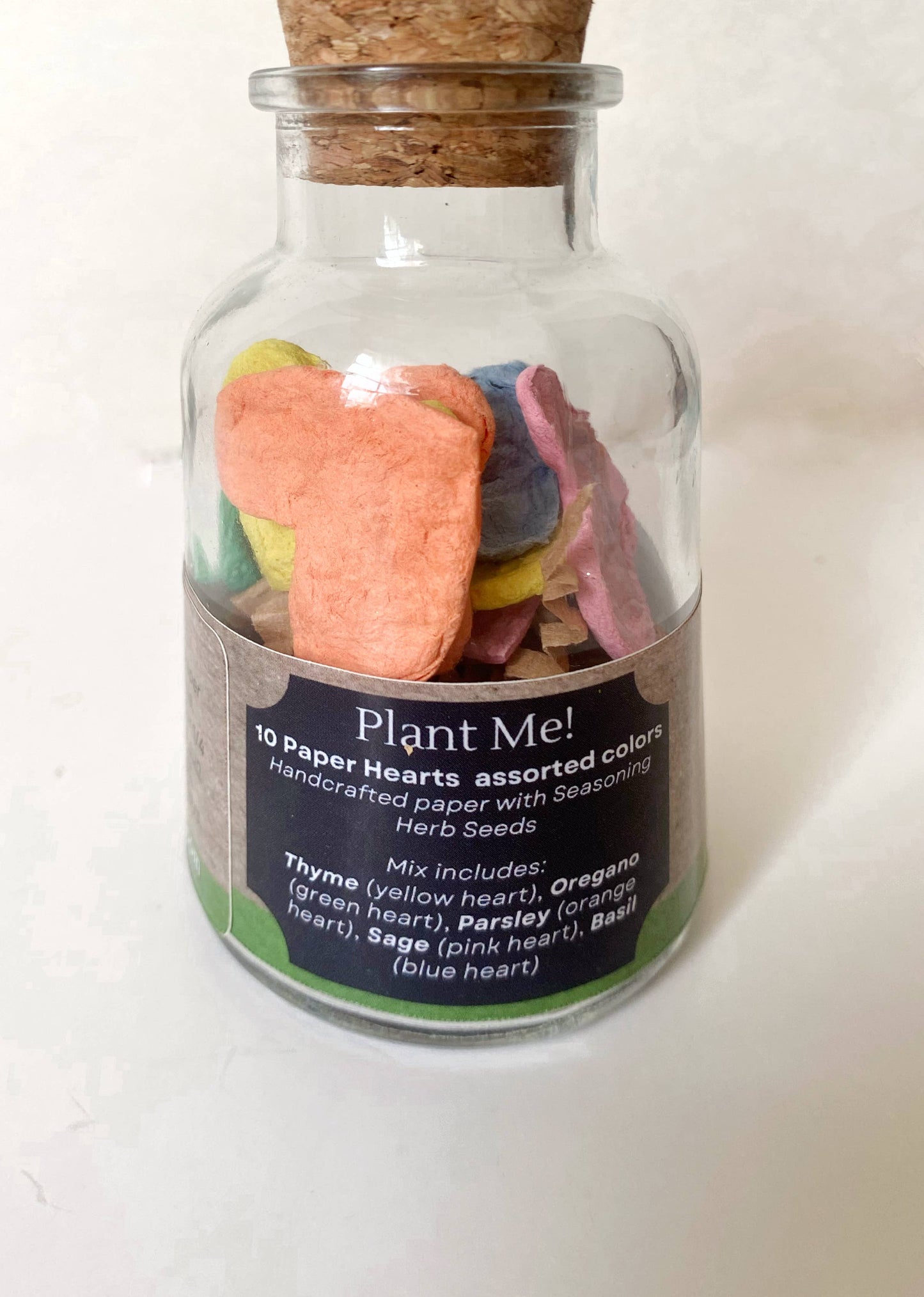 Seasoning Herbs Seed Paper Heart Jars set of 10 hearts