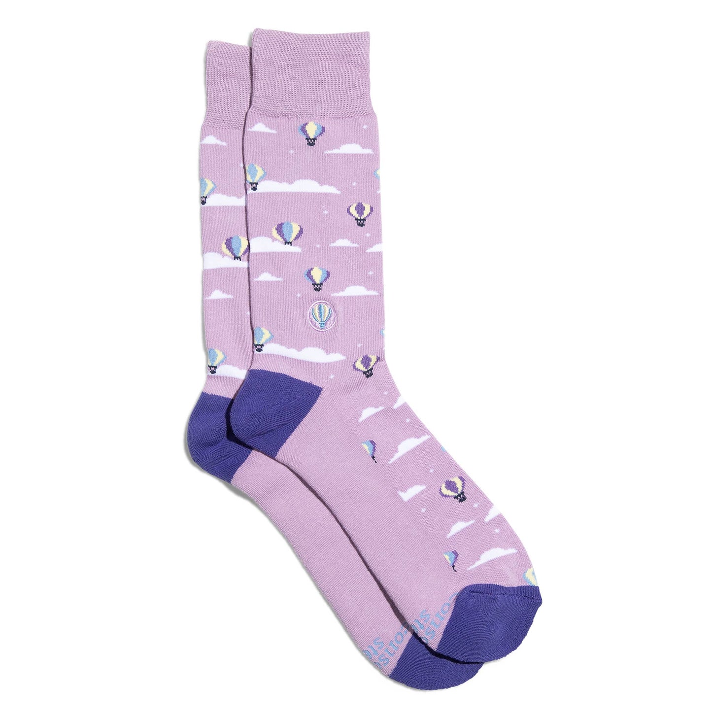 Socks that Fight Childhood Cancer (Purple Hot Air Balloons): Medium