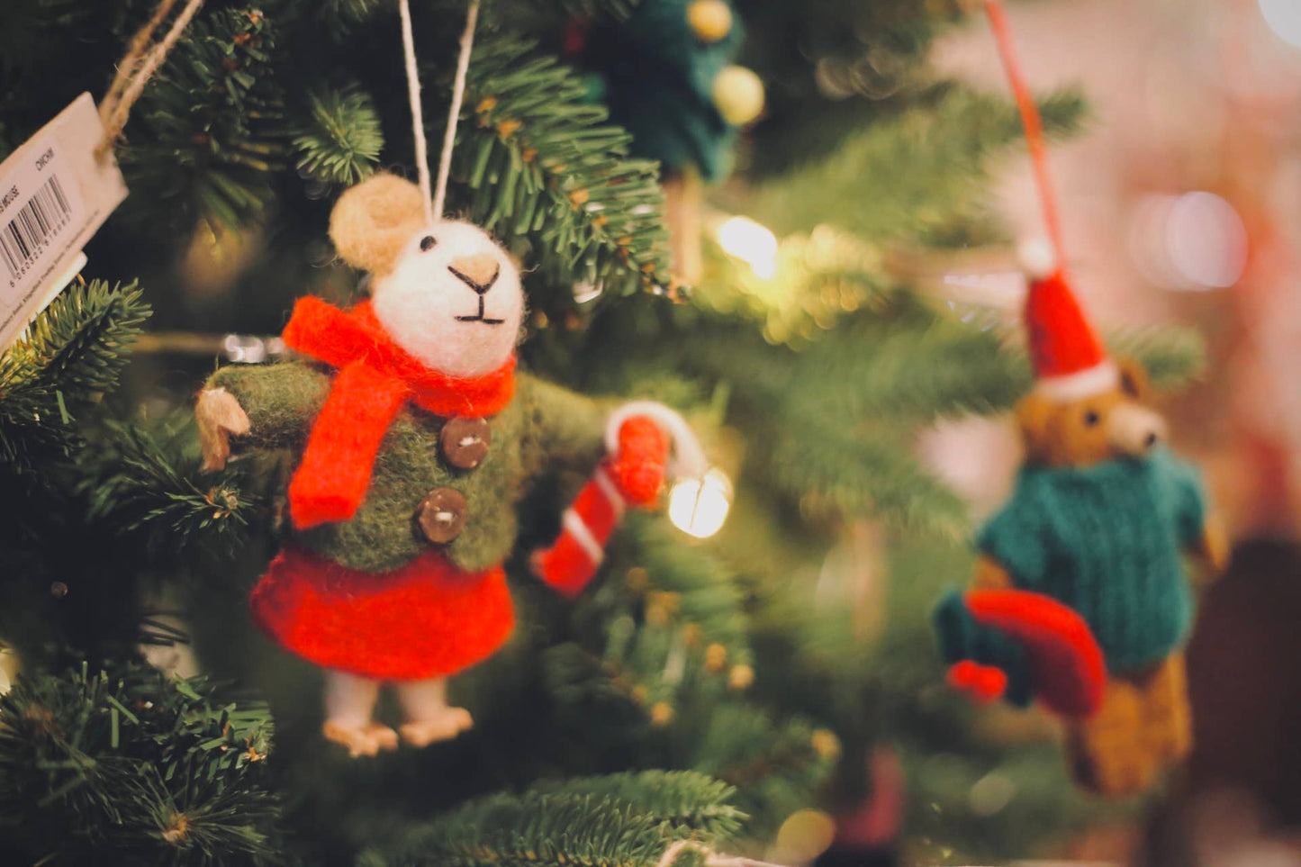 Handmade Felt Biodegradable Christmas Mouse Tree Hanging