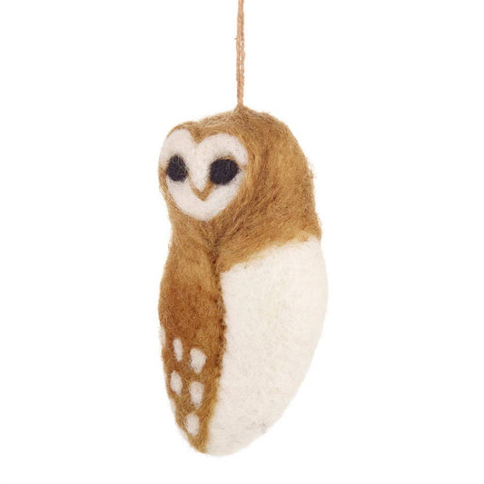 Felt So Good Hanging Owl Decoration Tyto Alba Hanging Fair Trade