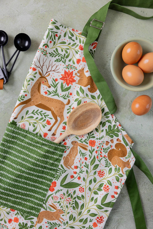 Christmas Forest Apron – Holiday Baking,  Ivory