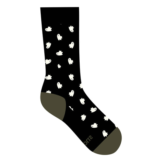 Socks that Support Mental Health (Black Ghosts): Medium