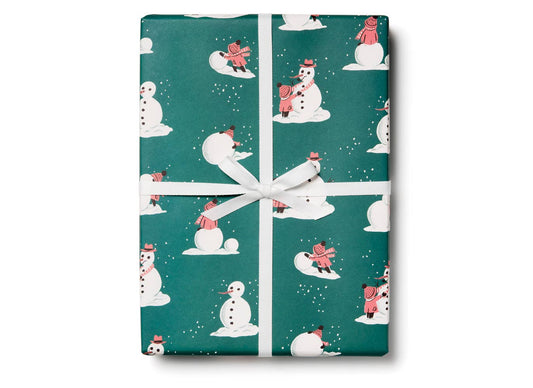 Building Snowman Recycled Wrapping Paper