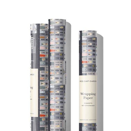 City Snow holiday wrapping paper: Rolls of 3 sheets